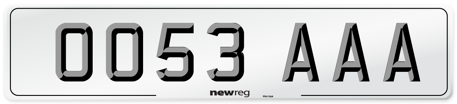 OO53 AAA Number Plate from New Reg